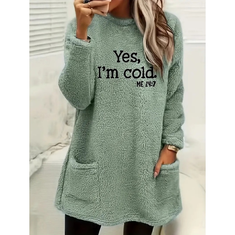 Women's Pullover Sweatshirt Letter Casual Long Sleeve Crew Neck Round Neck Long Tops Street Dailywear Casual Pocket White Pink Blue Green Gray Fall Winter