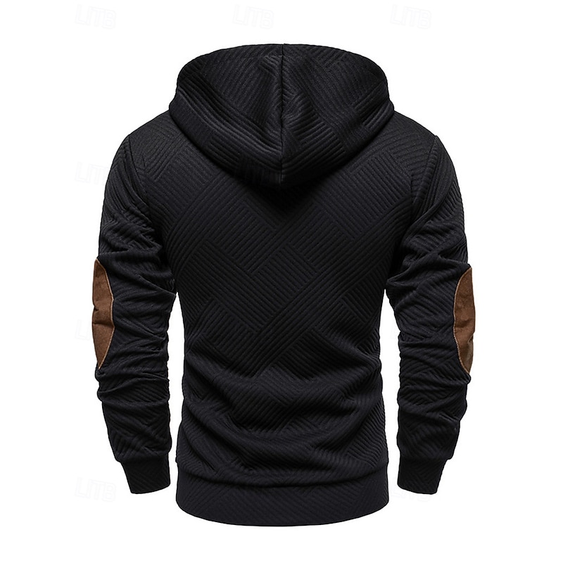 Men's Hoodie Button Up Hoodie Apricot Black White Navy Blue Dark Gray Hooded Color Block Jacquard Drawstring Sports & Outdoor Daily Holiday Polyester Streetwear Basic Casual Spring Fall Clothing4
