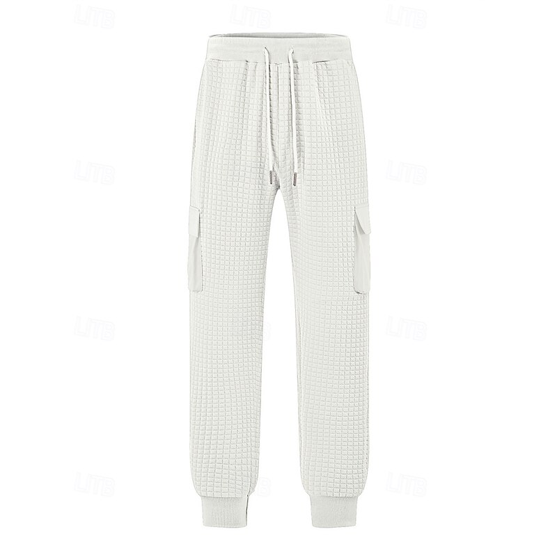 Men's Cargo Sweatpants Sweatpants Joggers Trousers Jacquard Drawstring Pocket Plain Comfort Sports Outdoor Daily Fashion Casual Black White Micro-elastic4