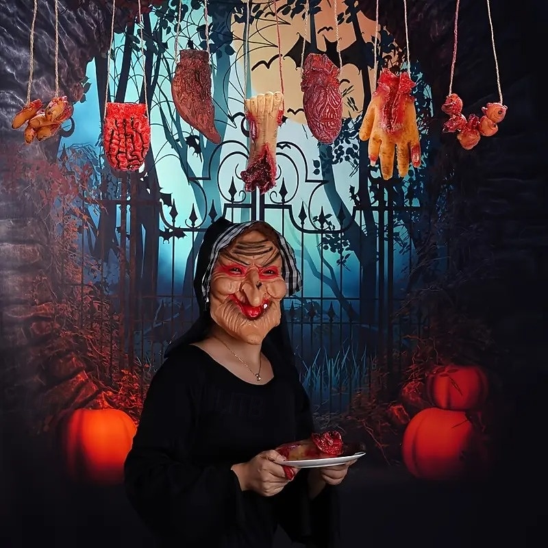 6pcs Idolpack Halloween Body Parts Garland Banner - Realistic Fake Severed Hands Blood-Themed Party Decorations for Haunted Houses Vampire & Zombie Themed Events Plastic Material Halloween Decorat4