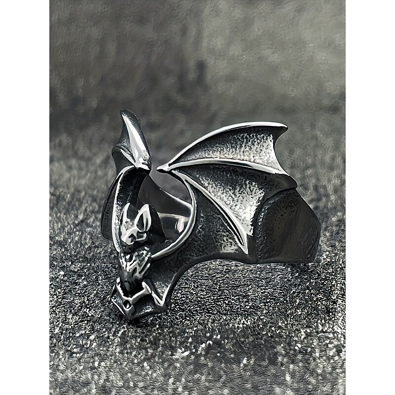 Men's Halloween Stainless Steel Bat Ring – Gothic Punk Vampire Jewelry for Parties, Concerts and Festivals4