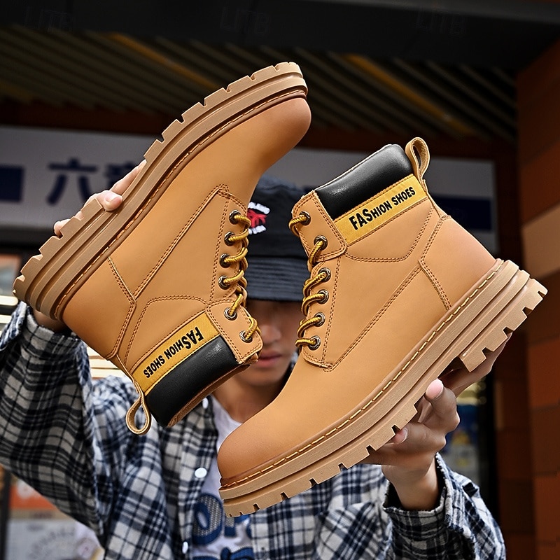 Men's Lace-Up Construction Work Boots – Anti-Slip Outdoor Safety Shoes with Cushioned Sole for Farming, Warehouse and Heavy Duty Work2
