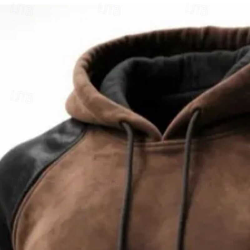 Men's Hoodie Pullover Hoodie Sweatshirt Brown Hooded Plain Patchwork Color Block Sports & Outdoor Casual Daily Streetwear Cool Sportswear Spring &  Fall Clothing Apparel Hoodies Sweatshirts2