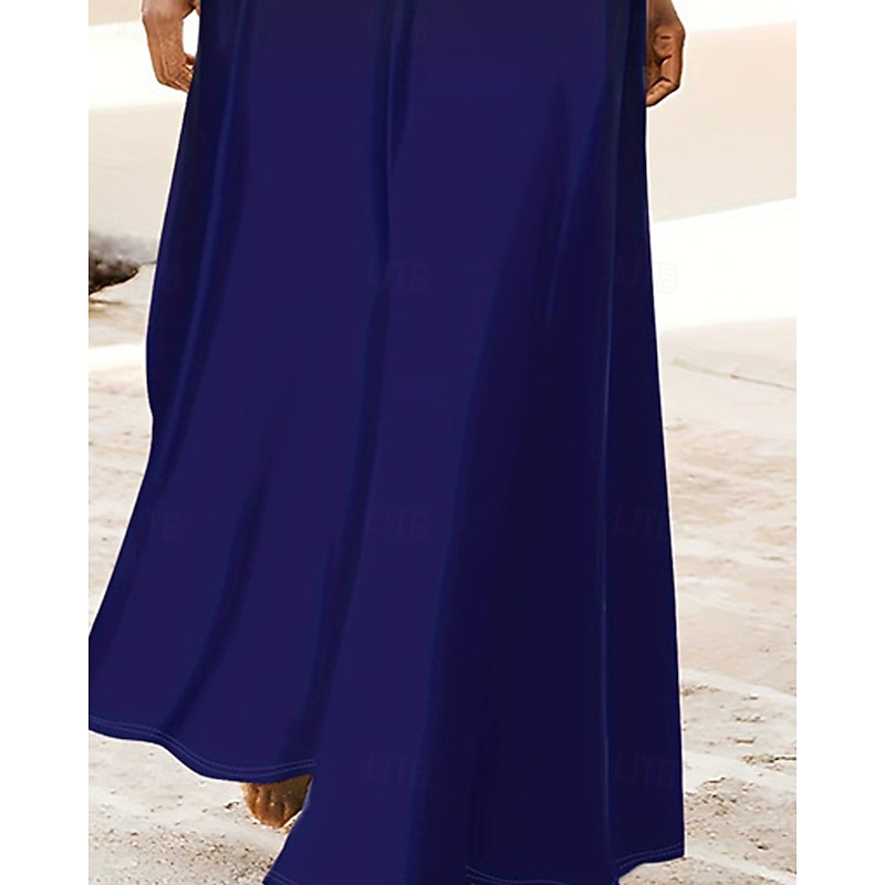 Women's Long Dress Maxi Dress Boho Dress Elegant Vintage Fashion Outdoor Party Daily Loose Fit Graphic Butterfly Abstract Long Sleeve Crew Neck Blue Spring Autumn3