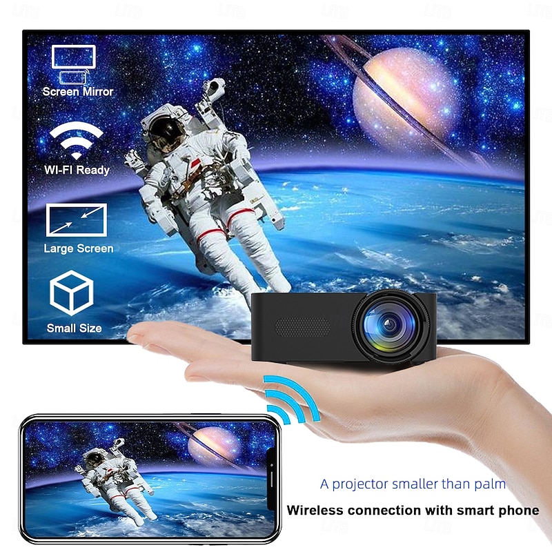 YT100 Mini Projector Wireless WIFI Display Screen Mirror with iOS and Android Smartphones Support USB Input Pocket Projector for Classic Movie Kids Animation2