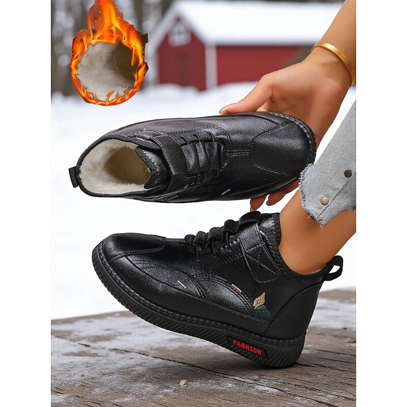 Women's Wine Red Winter Boots with Velcro Strap, Stylish and Comfortable, Perfect for Casual Outings, Winter Walks and Shopping Trips3