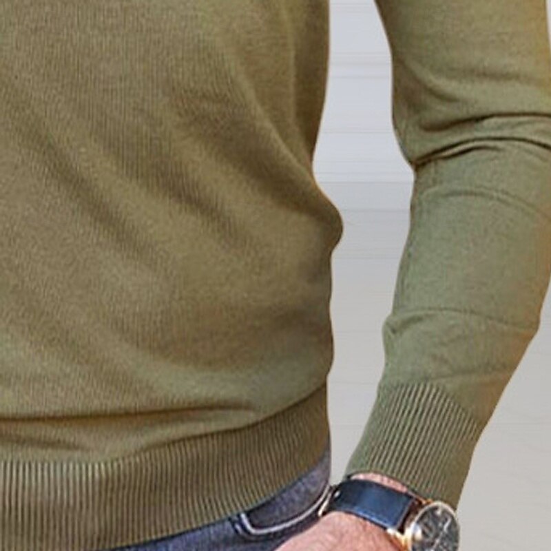 Men's Sweater Pullover Sweater Jumper Ribbed Knit Regular Tops Knitted Slim Fit Plain Turtleneck Knitwear Contemporary Casual Daily Wear Clothing Apparel Fall Army Green M L XL3