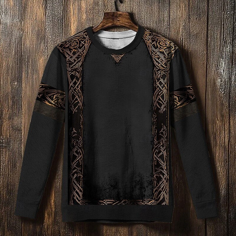 Men's Sweatshirt Black Navy Blue Brown Crew Neck Celtic Knot Print Casual Daily Holiday Vintage Viking Fall Winter Clothing Apparel Hoodies Sweatshirts4