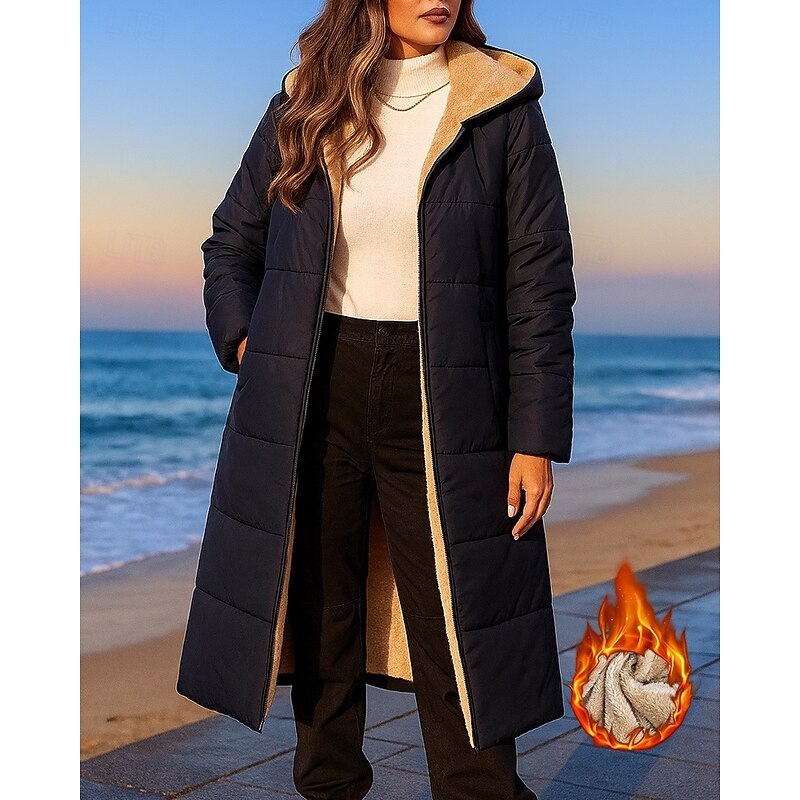 Women's Hoodie Jacket Hiking Jacket Puffer Jacket Thermal Jacket Hiking Fleece Jacket Winter Outdoor Thermal Warm Windproof Fleece Jackets Hunting Camping / Hiking / Caving Navy Blue Khaki