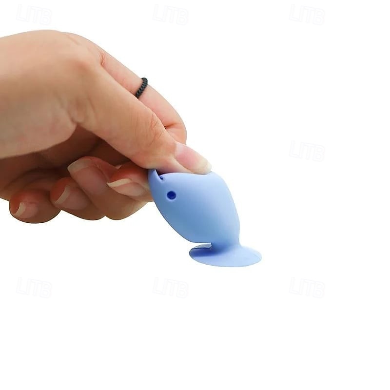 Tooth Brush Cover Cap Stand No Drill Suction Storage Travel Toiletry Set Organizer Drain Rack Luxury Silicone Fish Shaped Toothbrush Holder Protective Cover Portable Bathroom Accessories3