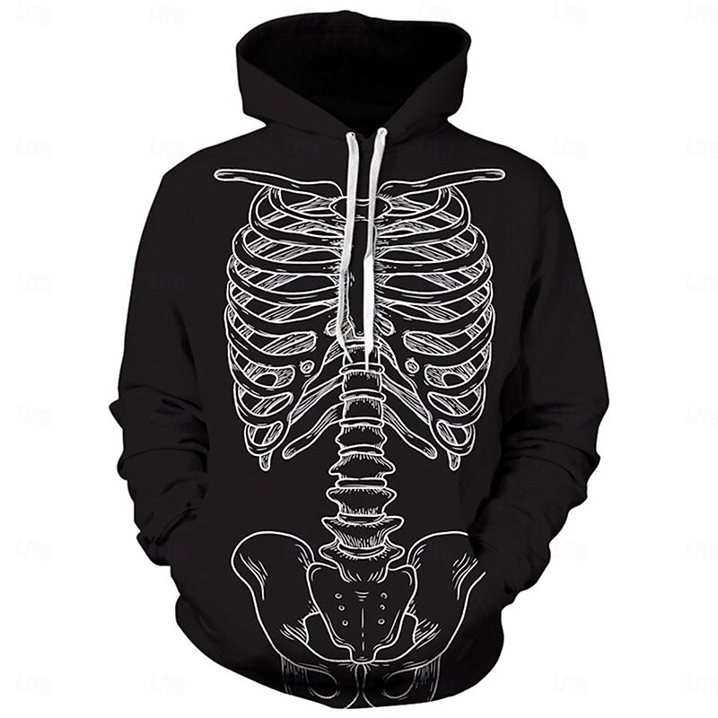 Scary Movie Halloween Skeleton Skull Hoodie Cartoon Manga Anime 3D Front Pocket Graphic For Couple's Men's Women's Adults' Halloween Carnival Masquerade 3D Print Casual Daily