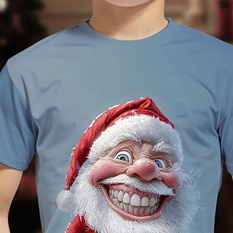 Christmas Boys' 3D Graphic Santa Claus T shirt Tee Short Sleeve Summer Spring Fashion Basic Kids 4-12 Years Crew Neck Outdoor Casual Daily Regular Fit2