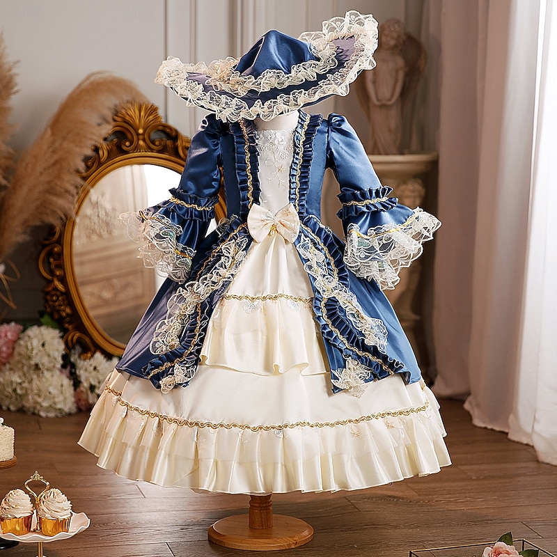 Rococo Victorian Princess Maxi Party Costume Accessories Bell Sleeve Princess Bow Retro Ball Gown Point Fancy Dress Girls' Royal Christmas Halloween Carnival Masquerade Wedding Party Festival Kid's - Main Image
