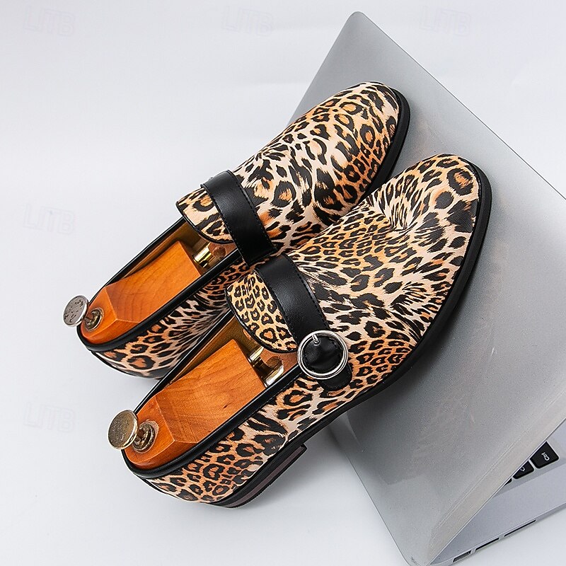 Men's Leopard Print Loafers with Metal Ring – Stylish Slip-On Party Shoes for Fashion-Forward Men, Nightclubs and Casual Events3