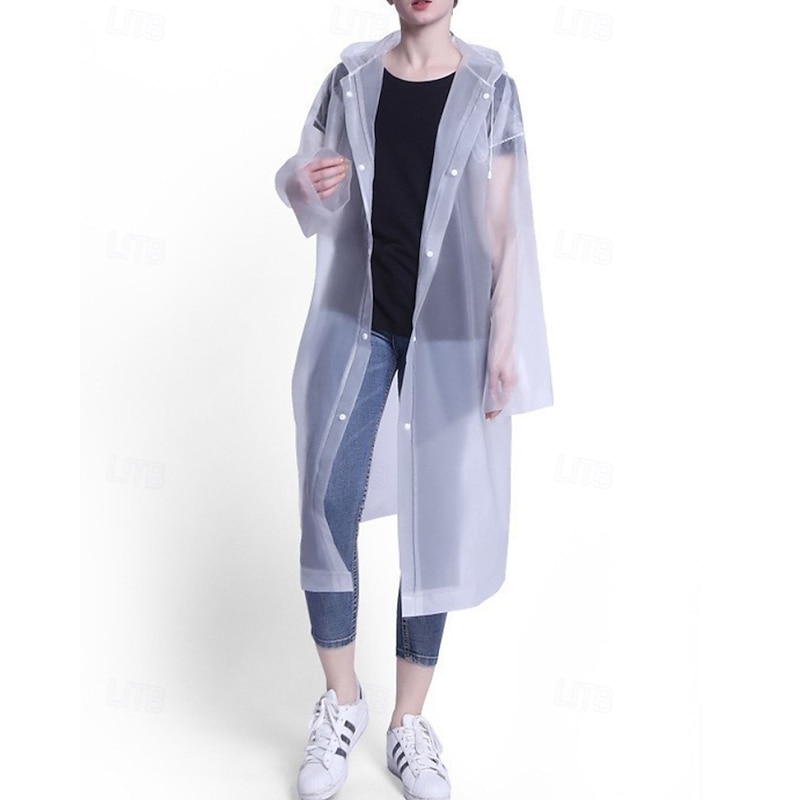 Women's Cloak / Capes Waterproof Windproof Buttons Casual Plain Vacation Street Daily Wear Going out Long Hooded Regular Fit Long Sleeve Outerwear White Yellow Blue Fall Winter2