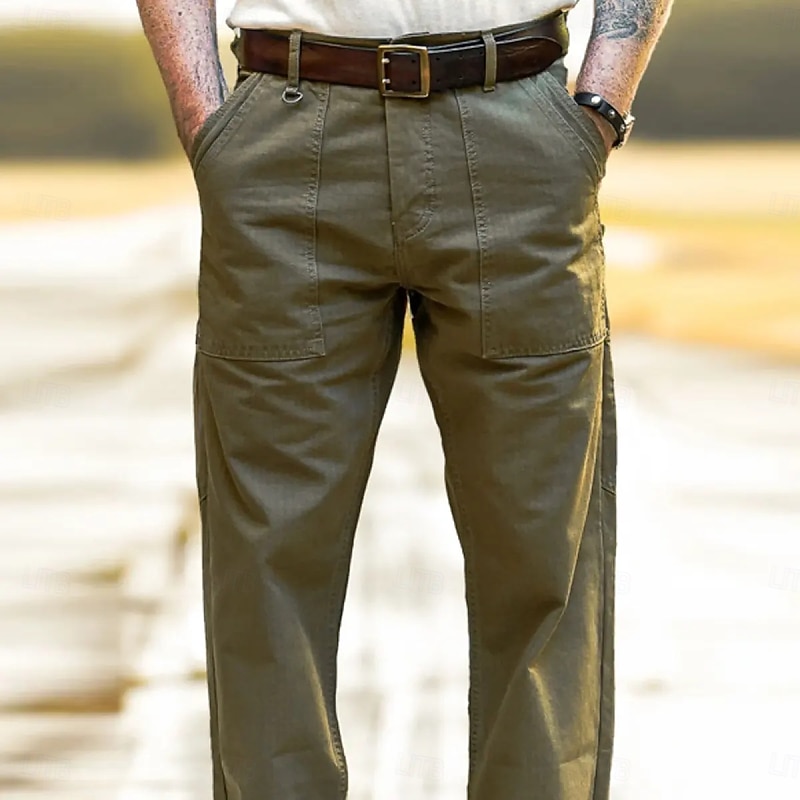Men's Cargo Pants Cargo Trousers Tactical Pants Baggy Pants Pocket Straight Leg Plain Wearable Moisture Wicking Full Length Outdoor Daily Fashion Streetwear Green Inelastic3