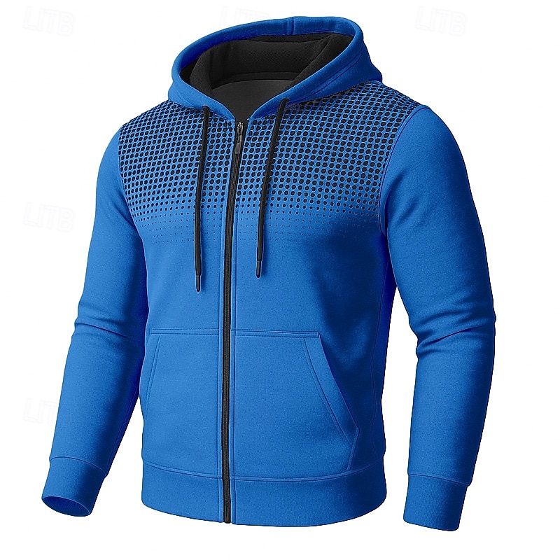 Men's Hoodie Full Zip Hoodie Fleece Hoodie Fleece lined Hoodie Black White Red Blue Dark Gray Hooded Plain Color Block Sports & Outdoor Casual Daily Streetwear Cool Sportswear Winter Clothing Apparel2