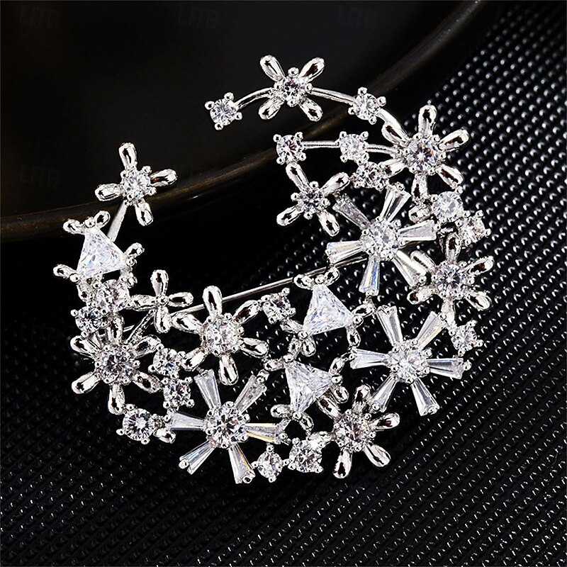 Brooches Classic Retro Geometrical Moon Elegant Cute Luxury Brooch Jewelry Silver For Wedding Party Gift Engagement Prom Festival2