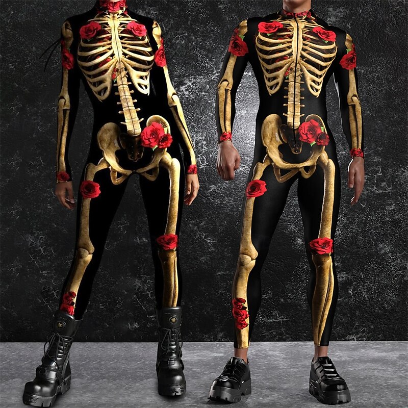 Skeleton Skull Halloween Party Costume Bodysuits Full Body Catsuit Carnival Costume Full Body Suit One Piece Scary Costume Kid's Adults' Men's Women's Boys' Carnival Masquerade Mardi Gras Performance