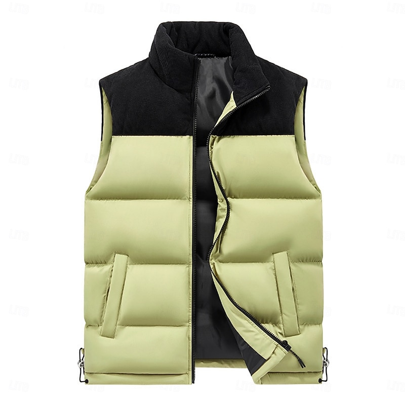 Men's Women's Hiking Vest Winter Vest Puffer Vest Sleeveless Outerwear Vest Top Outdoor Thermal Warm Windproof Soft Comfortable Winter Patchwork Zipper Pocket Polyester Patchwork Black White Purple4