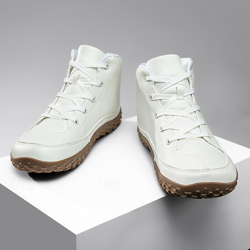 Men's White Outdoor Hiking Boots – Lightweight High Top Trail Shoes with Non-Slip Sole for Camping, Trekking and Casual Wear4