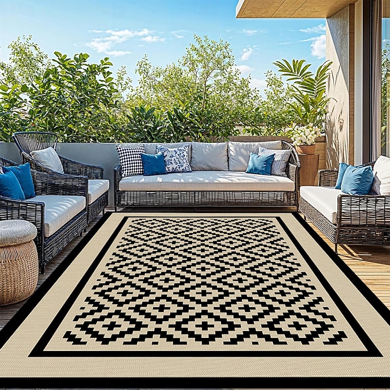 Outdoor Rug Waterproof For Patios, Reversible Outdoor Plastic Straw Rug Carpet, Camping Mats For Outdoor Decor, RV, Backyard, Deck, Balcony, Picnic3