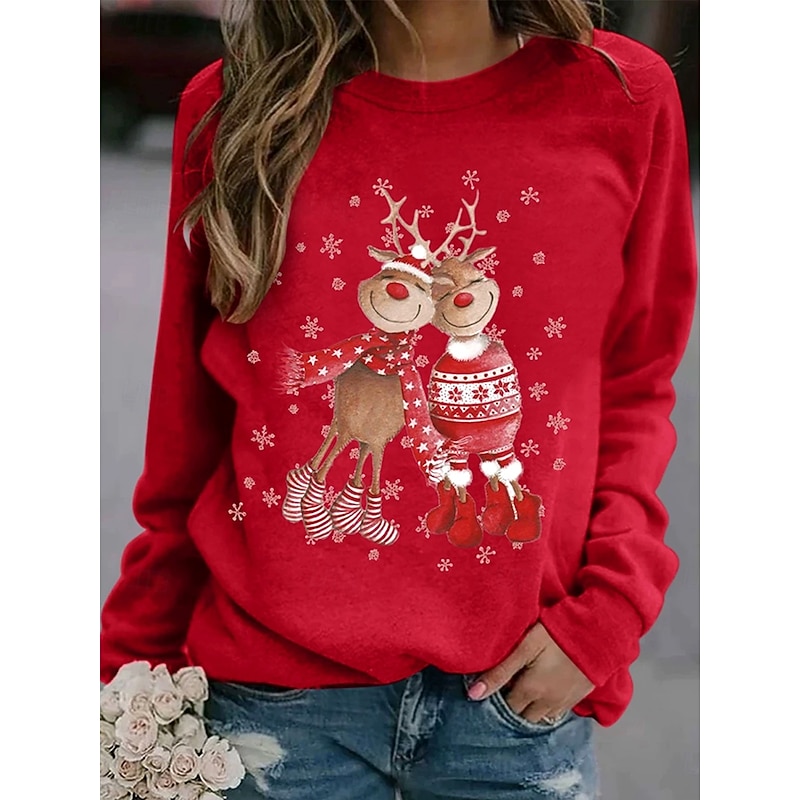 Women's Pullover Sweatshirt Graphic Animal Cat Fashion Casual Long Sleeve Round Neck Regular Tops Street Dailywear Casual Print Maroon Black Wine Red Fall Winter
