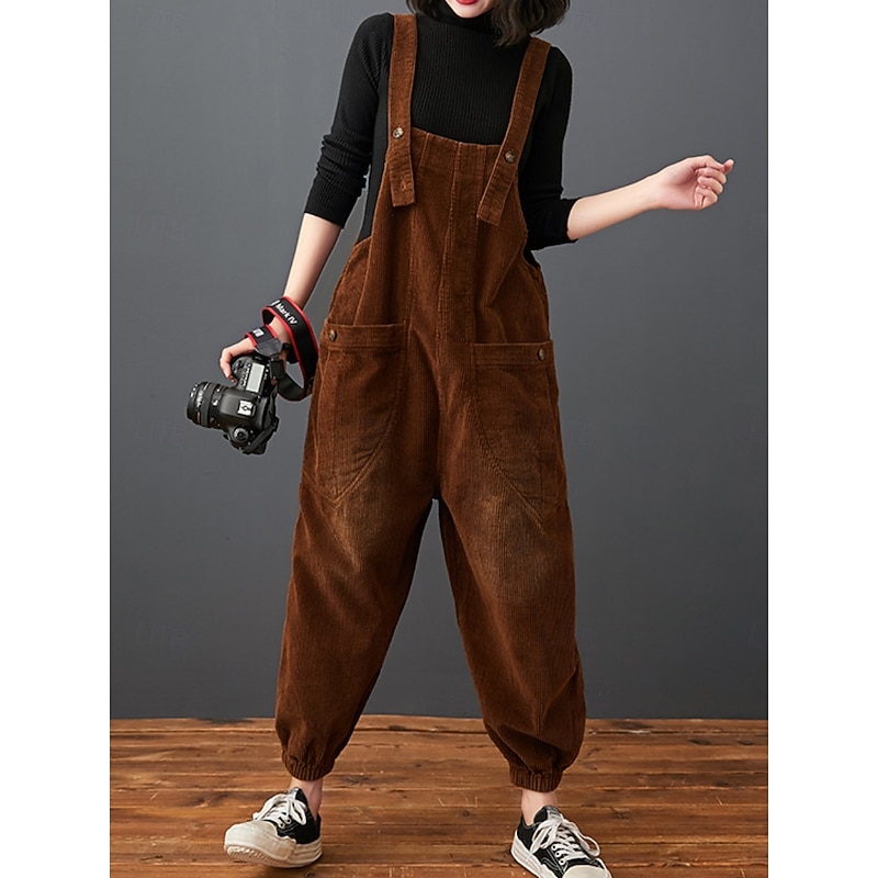 Women's Normal Overall Active Solid Color Sleeveless Harem Pocket Vacation Daily Loose Fit Black Yellow Red Spring4