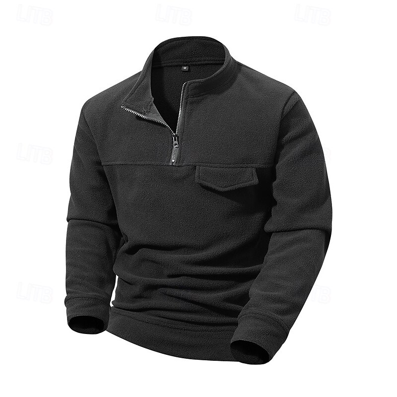 Men's Sweatshirt Fleece Sweatshirt Quarter Zip Sweatshirt Black Green Gray Half Zip Plain Sports & Outdoor Daily Holiday Polyester Streetwear Basic Casual Spring Fall Clothing Apparel Hoodies3