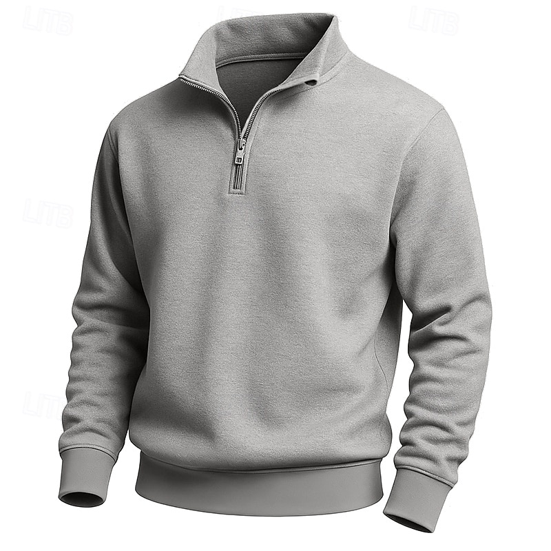 Men's Sweatshirt Pullover Hoodie Sweatshirt Pullover Quarter Zip Sweatshirt Black Pink Navy Blue Purple Green Standing Collar Plain Patchwork Sports & Outdoor Casual Daily Streetwear Cool Sportswear
