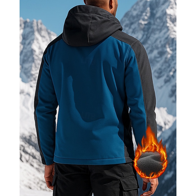 Men's Hiking Jacket Hiking Fleece Jacket Winter Outdoor Patchwork Thermal Warm Waterproof Windproof Fleece Jackets Hunting Climbing Camping / Hiking / Caving Black Red Navy Blue Royal Blue Grey2