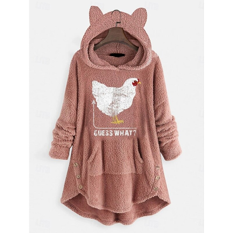 Women's Pullover Hoodie Sweatshirt Cat Letter Casual Long Sleeve Hooded Crop Tops Street Dailywear Casual Light Pink Pink Wine Red Dark Gray Fall Winter3