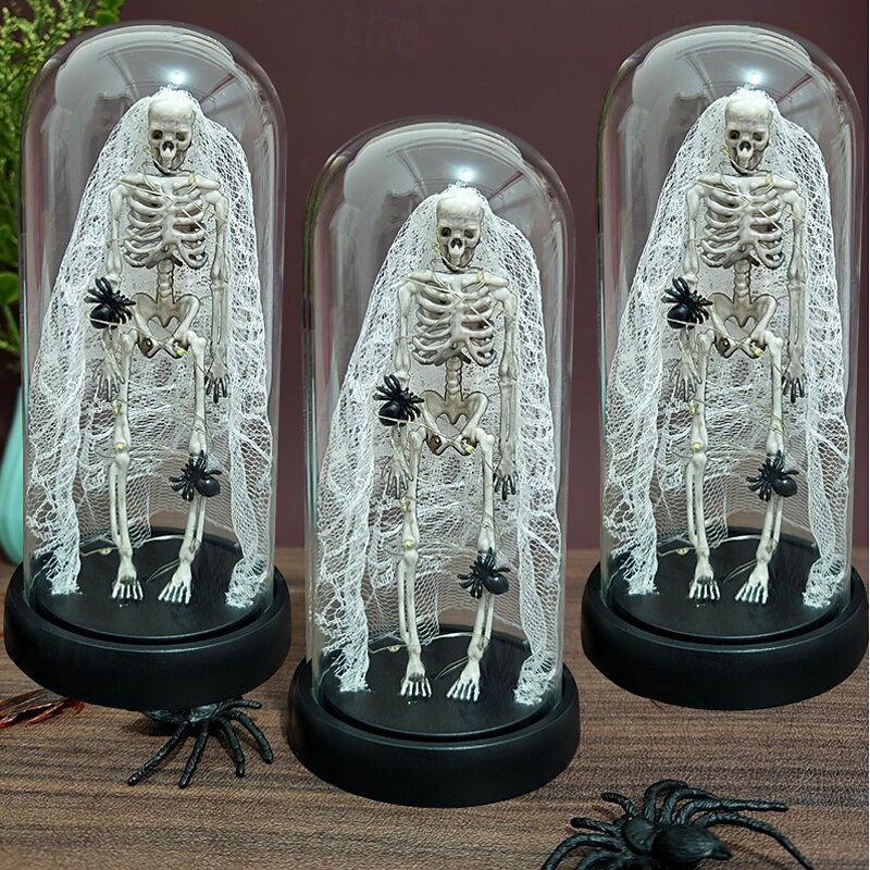1 Pc 21.5 * 11CM Halloween Skull Ghost Bride with Light Acrylic Cover Creative Decoration Ghost Festival Horror Night Light AAA Battery Box 2025 New2