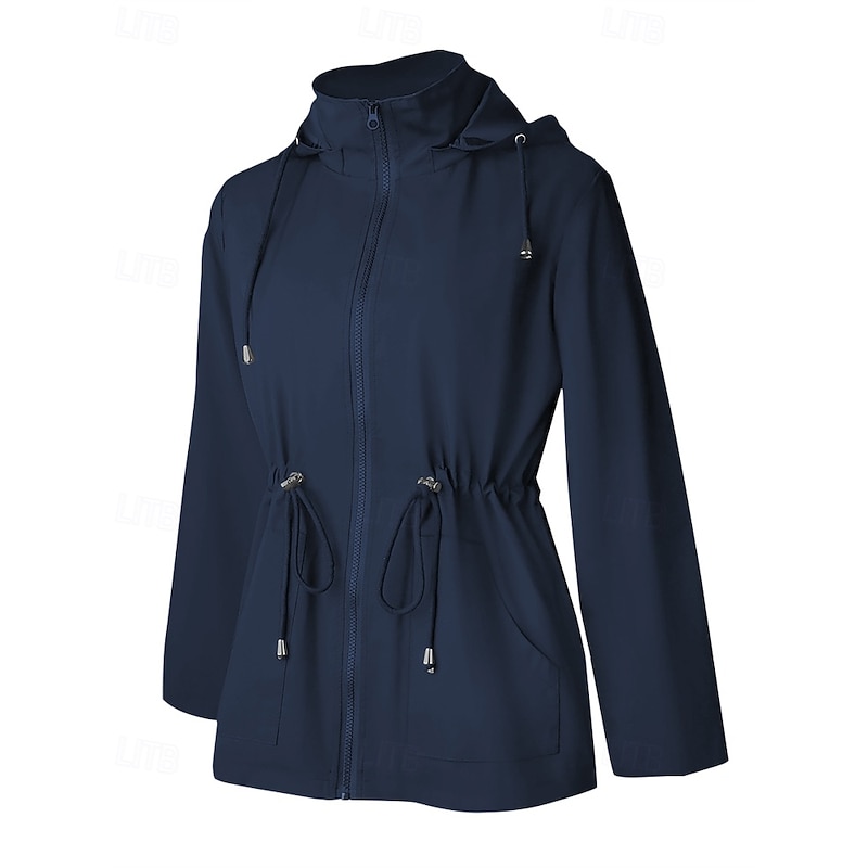 Women's Hoodie Jacket Comfortable Zipper Pocket Casual Plain Outdoor Vacation Daily Wear Going out Regular Hooded Regular Fit Long Sleeve Outerwear Black Red Light Grey Spring Fall4