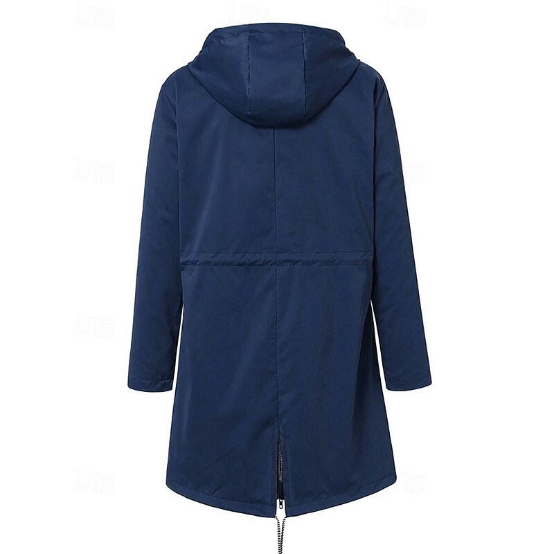 Women's Winter Coat Hoodie Jacket Warm Comfortable Zipper Pocket Casual Plain Outdoor Vacation Going out Weekend Long Hooded Regular Fit Long Sleeve Outerwear Navy Black Pink Fall Winter2