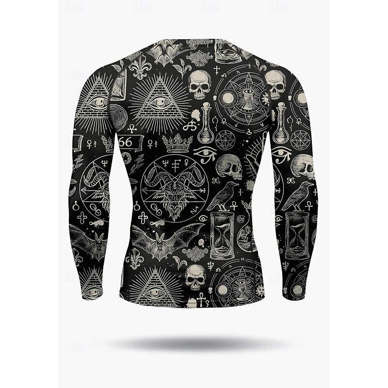 Men's Compression Shirt Running Shirt 3D Print Long Sleeve Base Layer Skull Quick Dry Compression Power Flex Moisture Wicking Gym Workout Active Training Exercise Sportswear Activewear Black2