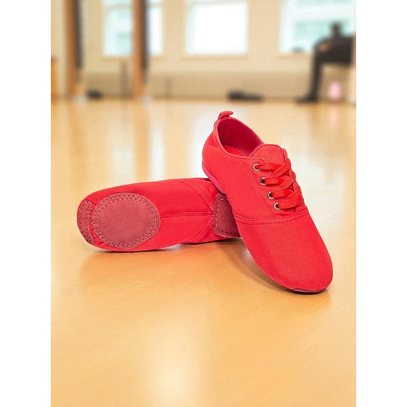 Women's Green Canvas Lace-Up Jazz Shoes - Lightweight Soft Sole Dance Sneakers for Practice and Stage Performance4