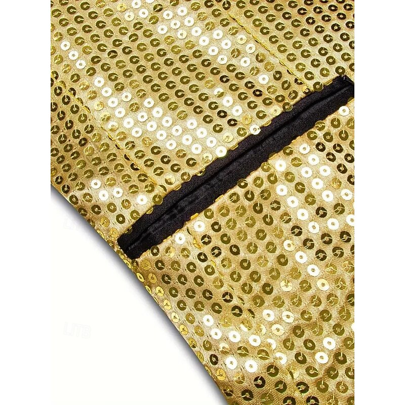 Men Blazer Jacket Party Formal All Seasons Sequin Solid Color Single Breasted One-button Blazer Silver Gold Green4