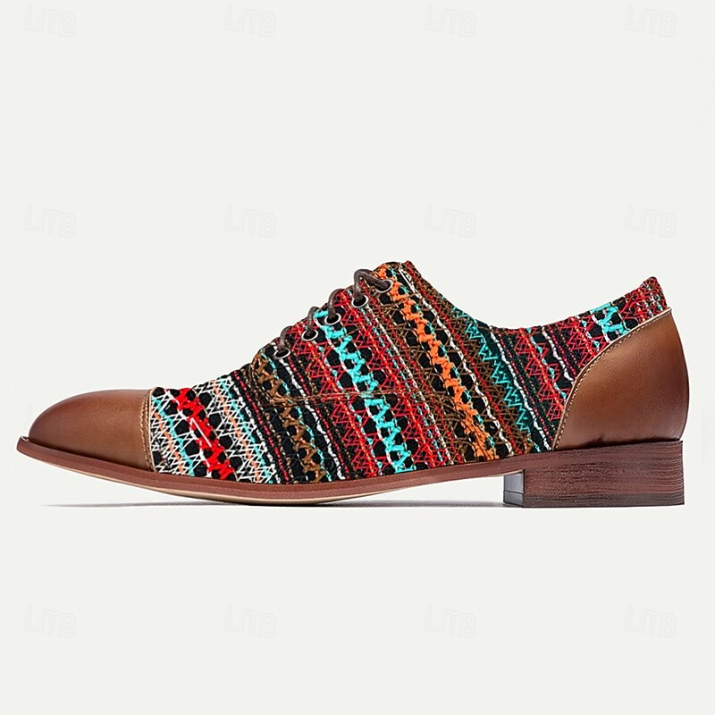 Men's Multicolor Suede Knit Oxford Shoes – Lace-Up Colorful Dress Shoes with Leather Accents for Parties, Banquets and Fashion Events4
