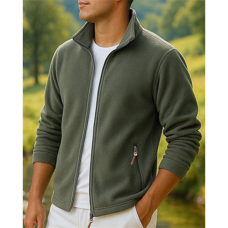 Men's Hiking Jacket Thermal Jacket Hiking Fleece Jacket Winter Outdoor Thermal Windproof Fleece Jackets Full Zip Hunting Climbing Camping / Hiking / Caving Black Blue Green Grey3