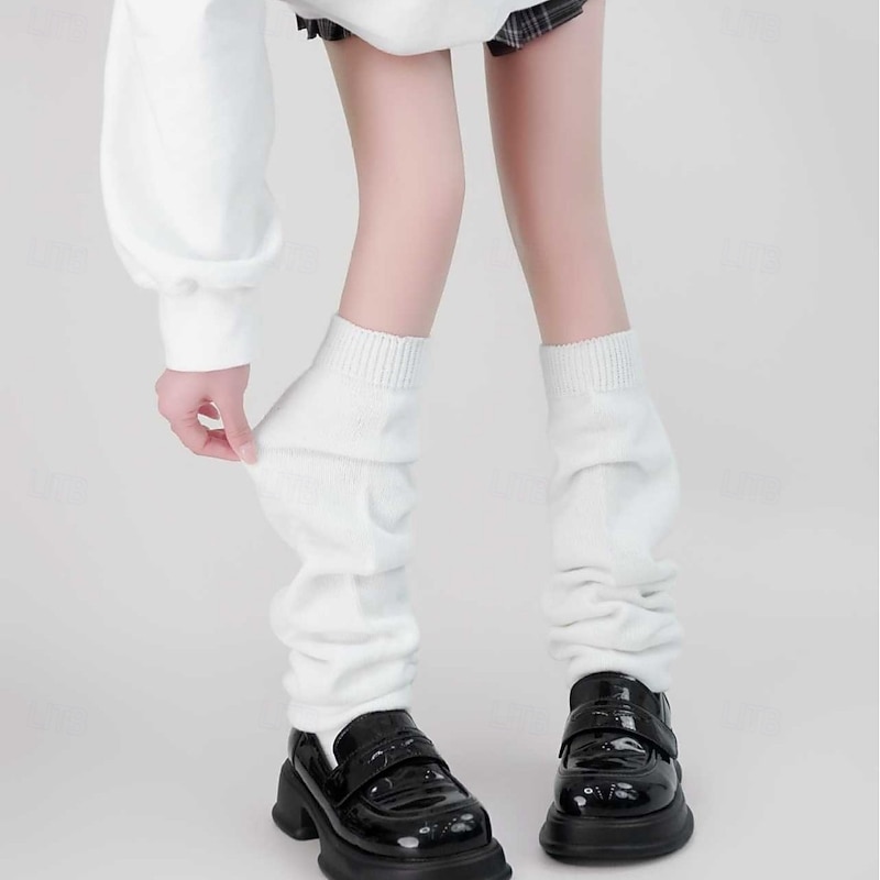 Women Slouch Knit Socks, Fall and Winter Warm Solid Color Leg Warmers, JK Schoolgirl Style Calf Socks, Knee High Sock Covers