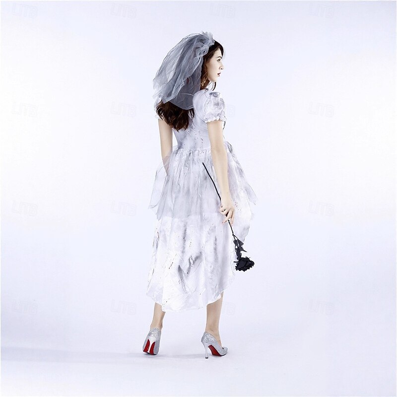 Zombie Zombie Brides Halloween Dress Fancy Costume Couples' Costumes Horror Scary Cosplay Adults' Women's Halloween Carnival Performance Party Easy Halloween Costumes Dress Up3