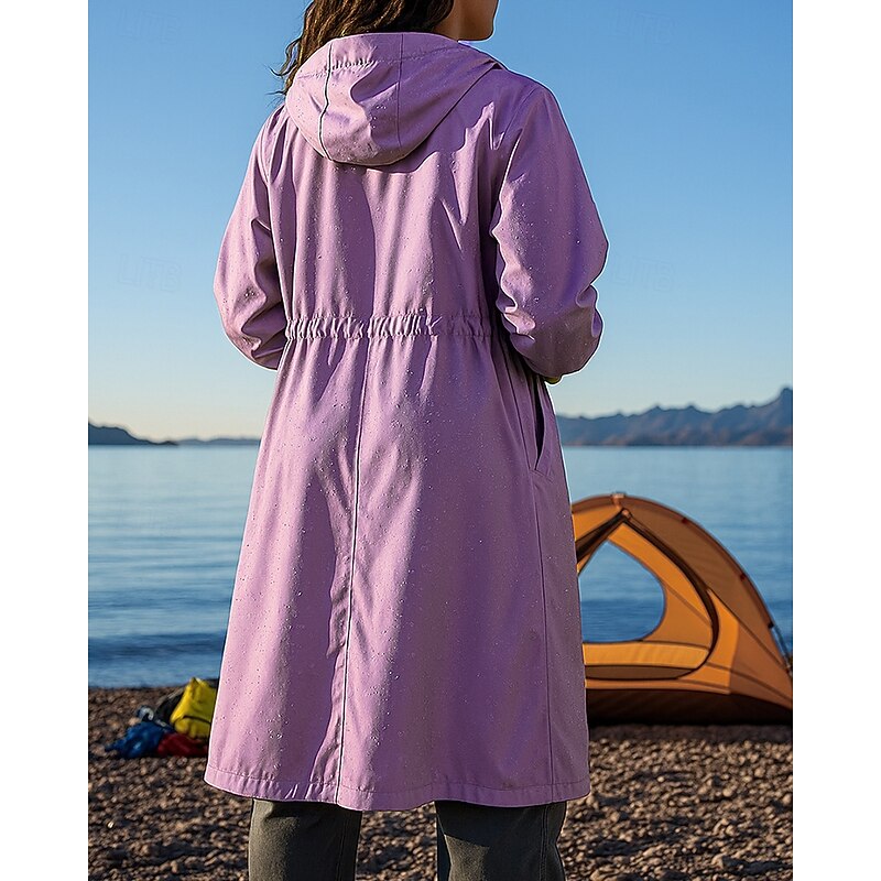 Women's Rain Coat Outdoor Waterproof Windproof Hiking Outfits Hiking Clothes Winter Autumn / Fall Top Camping / Hiking / Caving Running Solid Color Pink Blue Purple2