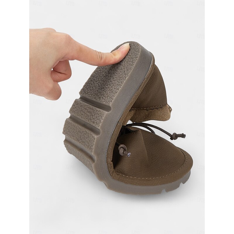 Women's Wide Width Khaki Lace-Up Flats with Ruffle Design – Comfortable Casual Shoes for Daily Wear4