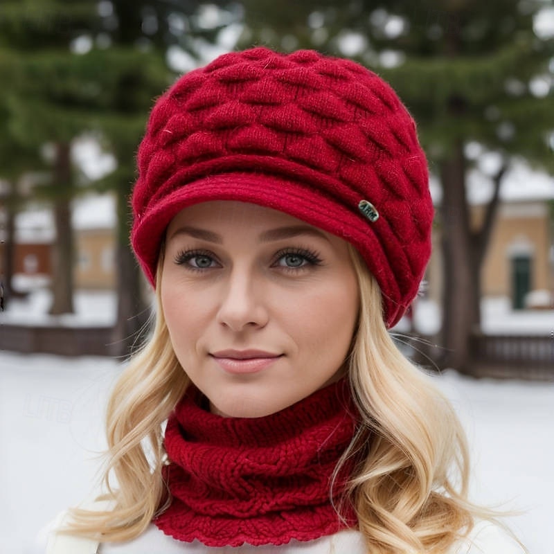 Women's Slouchy Beanie Hat Beret Hat Daily Holiday Solid Color Polyester Casual Warm Comfortable 1 PC