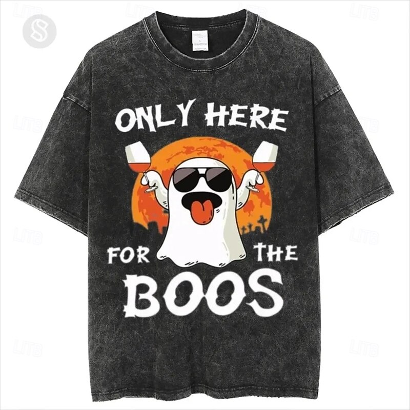 Scary Movie Halloween T-shirt Oversized Acid Washed Tee Print Graphic For Men's Women's Boys' Kid's Adults' Halloween Carnival Masquerade Hot Stamping Casual Daily4