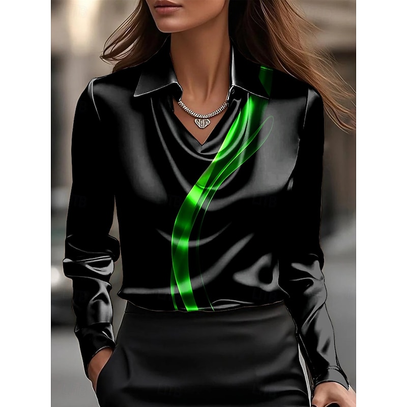 Women's Shirt Ombre Graphic Abstract Elegant Stylish Basic Long Sleeve Cowl Neck Regular Tops Work Party Evening Wear Daily Ruched Draped Red Blue Purple Orange Green Summer Fall3