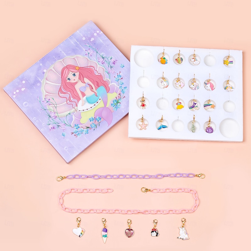 Christmas Advent Calendar Bracelets 2025 Mermaid Theme, 24 Days DIY Jewelry Making Kit with Mermaid & Ocean Charm Beads, 2 Adjustable Bracelets, Xmas Countdown Gift for Girls Kids Teens Women2