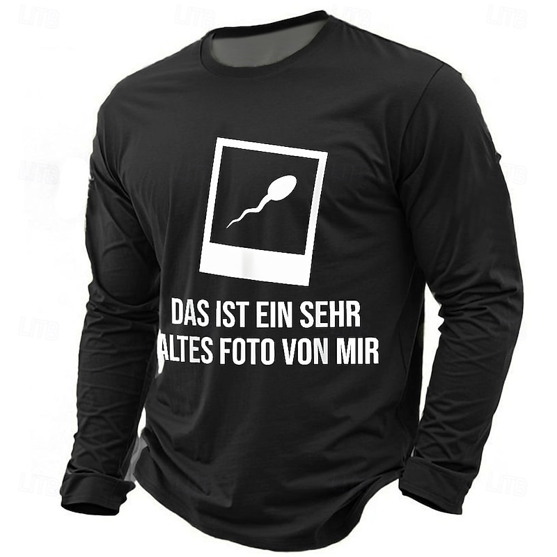 Men's Funny Slang German T Shirt Long Sleeve T shirt 3D Print Crew Neck Shirt Fashion Daily Basic Street Casual Daily Black Blue Green All Seasons Clothing Apparel S M L XL XXL XXXL4