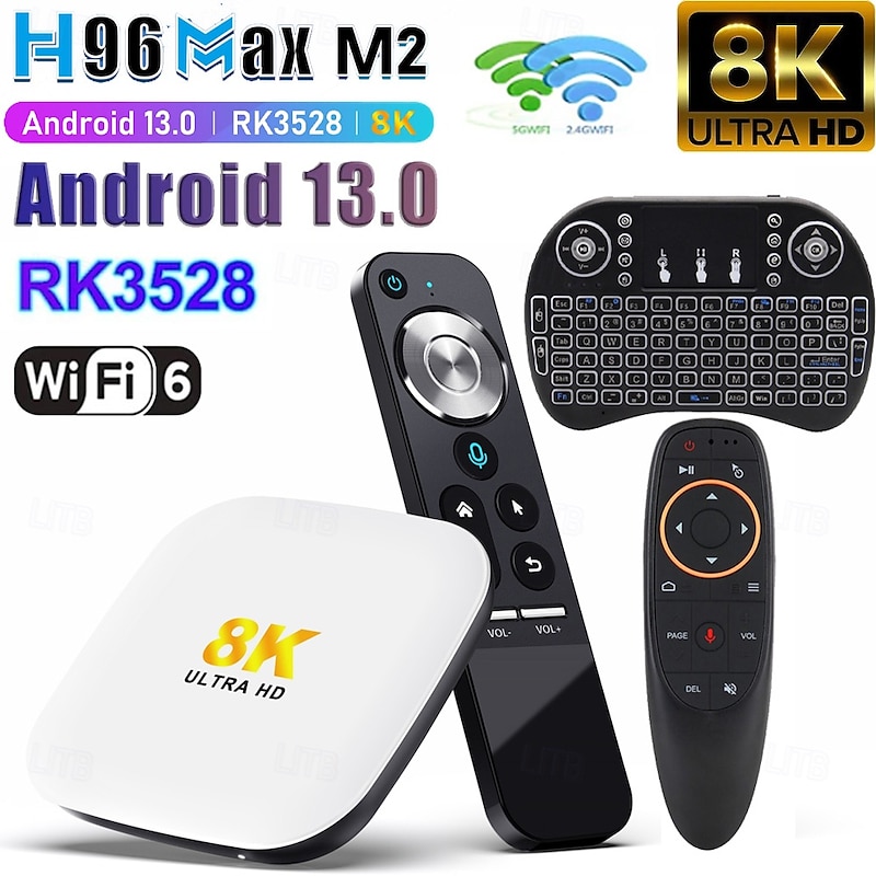 LEMFO H96Max M2 Smart TV Box Android 13 RK3528 8K 1000M WIFI6 DDR4 Set Top Box Voice Control Android TV Box Media Player